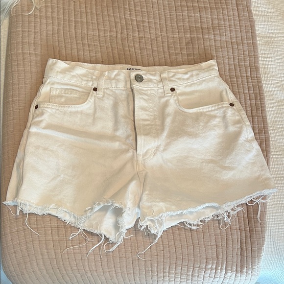 Reformation Pants - Reformation Charlie White Denim Distressed Women Shorts